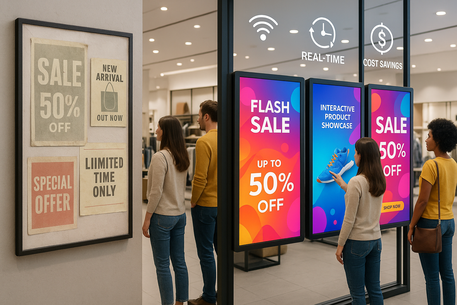 Traditional advertising can be cumbersome and outdated. With Viewedge digital displays, businesses can instantly update promotions, discounts, and new product ads in real-time. This allows for dynamic content targeting based on time of day or customer preferences, maximizing ad effectiveness. The flexible and interactive displays also reduce printing costs, enhance brand visibility, and create a better shopping experience for customers.